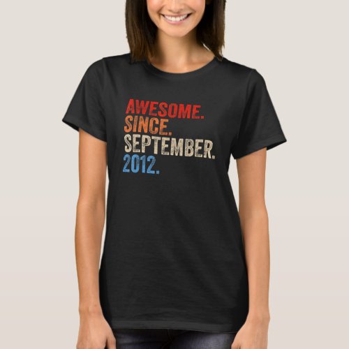 10 Years Old  Awesome Since September 2012 10th Bi T_Shirt