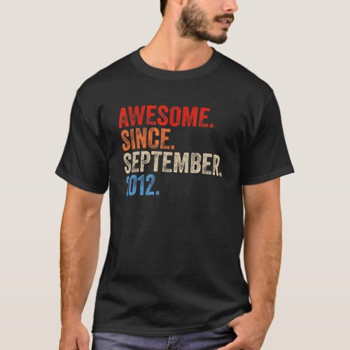 10 Years Old  Awesome Since September 2012 10th Bi T_Shirt