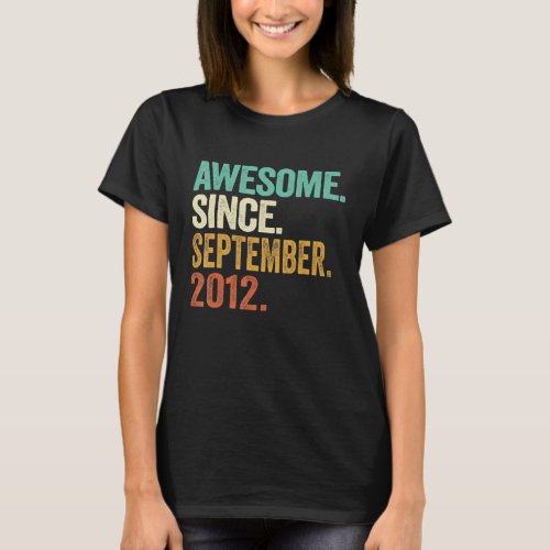 10 Years Old  Awesome Since September 2012 10th Bi T_Shirt