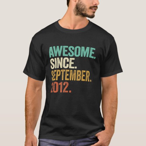 10 Years Old  Awesome Since September 2012 10th Bi T_Shirt