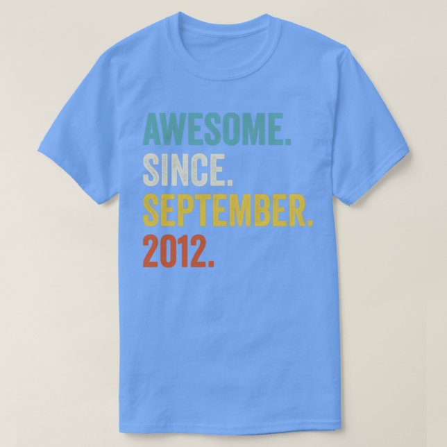 10 Years Old Awesome Since September 2012 10th Bir T-Shirt (Design Front)