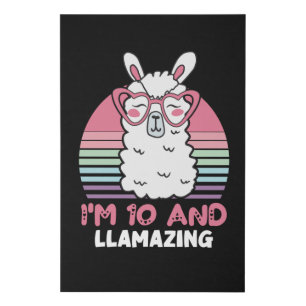 10 Years Old Bday Llamazing 10th Birthday Llama Faux Canvas Print