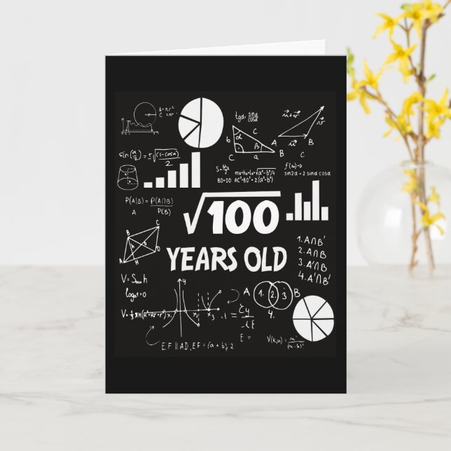 10 Years Old Bday Math Teacher 10th Birthday Gift Card (Yellow Flower)