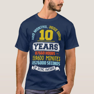 10 Years Old Being Awesome Birthday T-Shirt