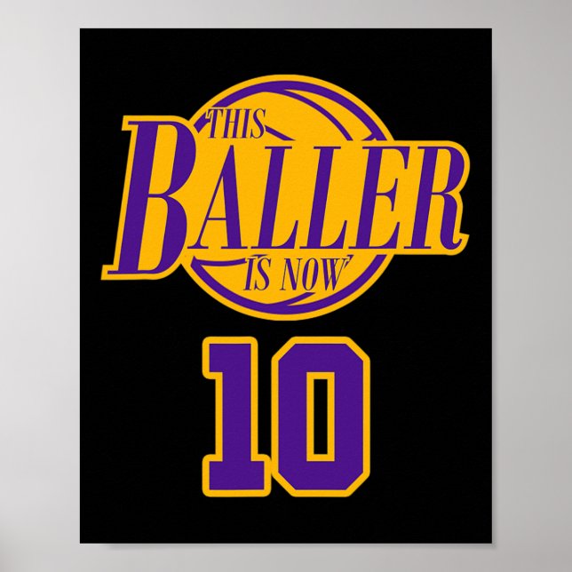 10 Years Old Birthday Basketball Baller Purple And Poster (Front)