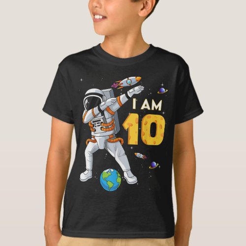 10 Years Old Birthday Boy Astronaut Space 10th B D T_Shirt