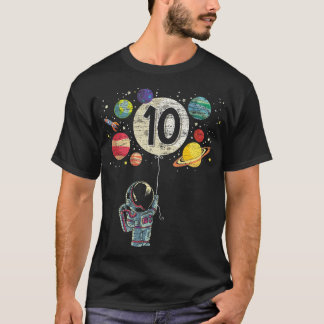 10 Years Old Birthday Boy Gifts Astronaut 10th Bir T-Shirt