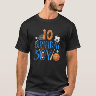 10 Years Old Birthday Boy Sports Matching Family P T-Shirt