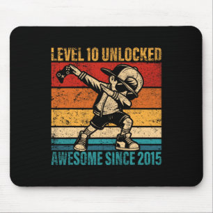 10 Years Old Birthday Gamer Dabbing Boy 10th Level Mouse Pad