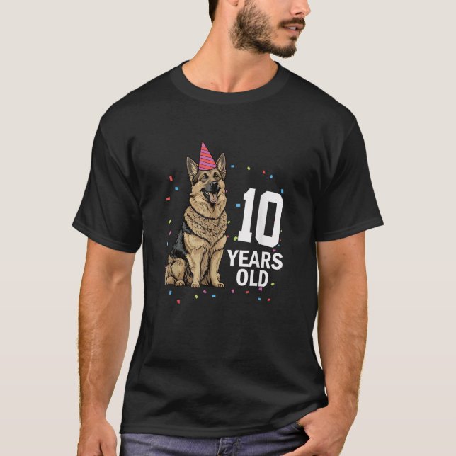 10 Years Old Birthday German Shepherd Lover 10th P T-Shirt (Front)