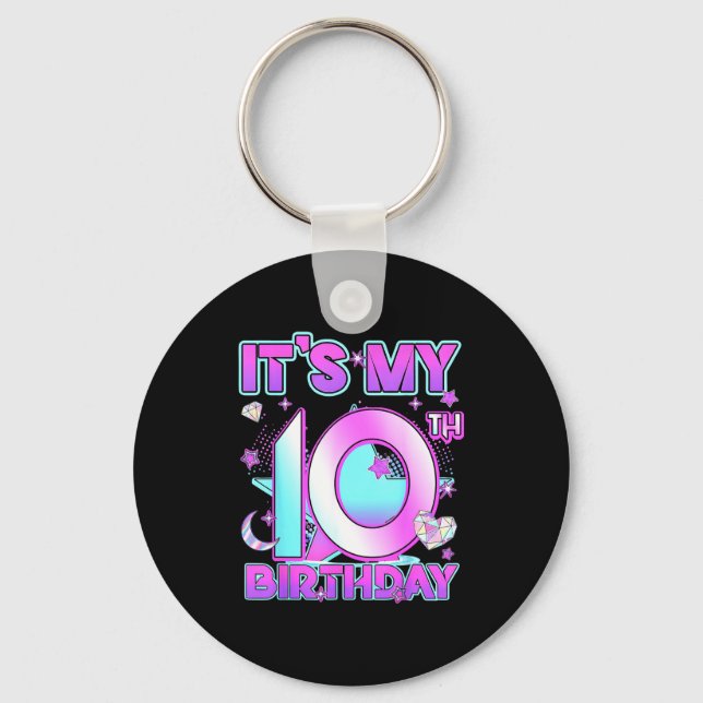 10 Years Old Birthday Kp Kids 10th Birthday Girls  Keychain (Front)