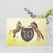 10 years old birthday party rearing horses invitation (Standing Front)