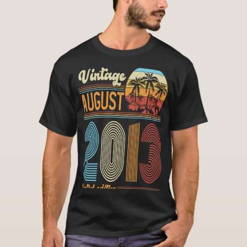 10 Years Old Birthday  Vintage August 2013 Girls B T_Shirt