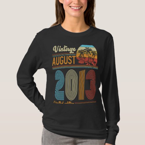 10 Years Old Birthday  Vintage August 2013 Girls B T_Shirt