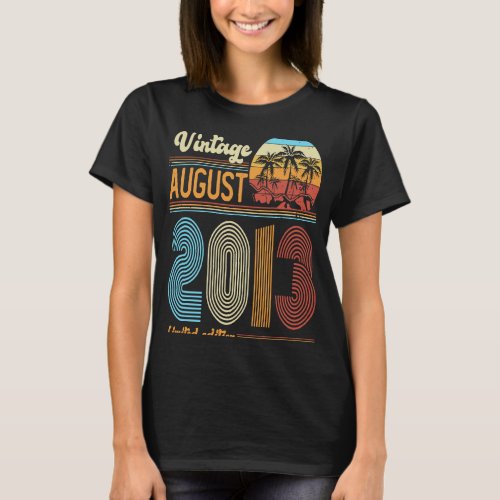 10 Years Old Birthday  Vintage August 2013 Girls B T_Shirt