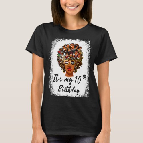 10 Years Old Black Melanin Women Girl Its My 10th T_Shirt