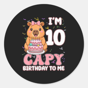 10 Years Old Capy Birthday To Me 10th Birthday Cap Classic Round Sticker