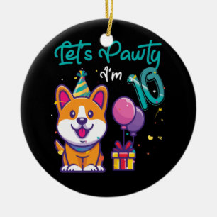 10 Years Old Corgi Dog Lover 10th Birthday Ceramic Ornament
