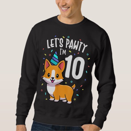 10 Years Old Corgi Dog Lover 10th Birthday Party O Sweatshirt