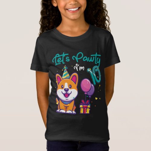 10 Years Old Corgi Dog Lover 10th Birthday T_Shirt