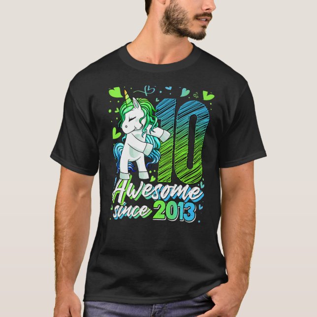 10 Years Old Flossing Unicorn 10th Birthday Girl P T-Shirt (Front)
