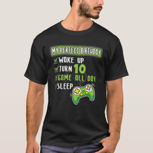 10 Years Old Gamer Boy 10Th Perfect Birthday Party T_Shirt