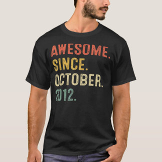10 Years Old Gift Awesome Since October 2012 10th T-Shirt