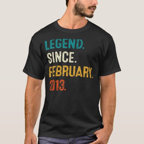 10 Years Old Gifts 10th Bday Boys Legend Since Feb T_Shirt