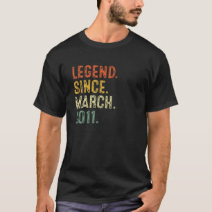 10 Years Old Gifts Legend Since March 2011 10th Bi T-Shirt