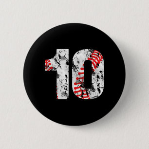 10 Years Old Gifts Number 10 Baseball 10th Birthda Button
