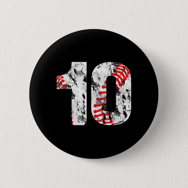 10 Years Old Gifts Number 10 Baseball 10th Birthda Button (Front)
