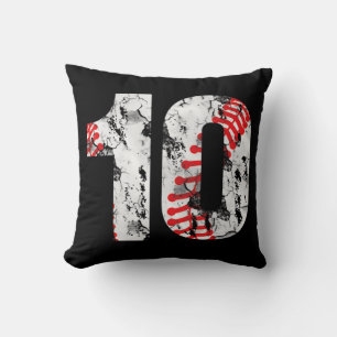10 Years Old Gifts Number 10 Baseball 10th Birthda Throw Pillow