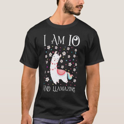 10 Years Old Girl Llama Gift 10th Birthday Llamazi T-Shirt