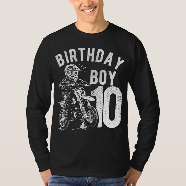 10 years old kid - Birthday boy - Dirt bike - Moto T-Shirt (Front)