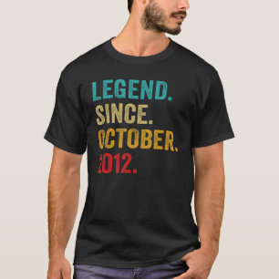 10 Years Old Legend Since October 2012 10th Birthd T-Shirt