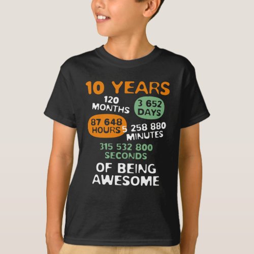 10 Years Old Math Lover Geek Tee