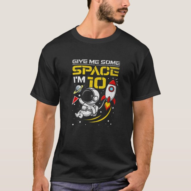 10 Years Old Outer Space 10Th Birthday Boy Astrona T-Shirt (Front)