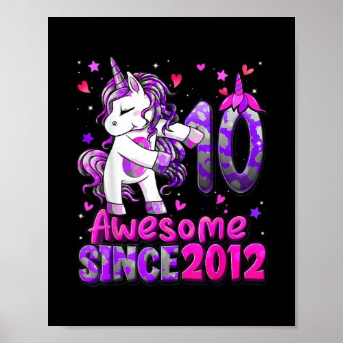 10 Years Old Unicorn Flossing 10th Birthday Girl Poster