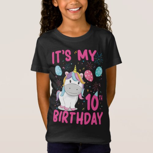 10 Years Old Unicorn Flossing 10th Birthday Girl  T_Shirt