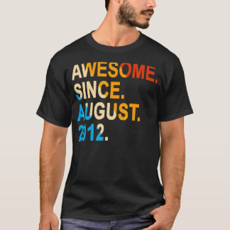 10 Years Old Vintage Awesome Since August 2012 10t T-Shirt