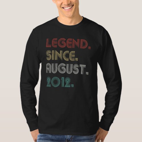 10 Years Old Vintage Legend Since August 2012 10th T_Shirt