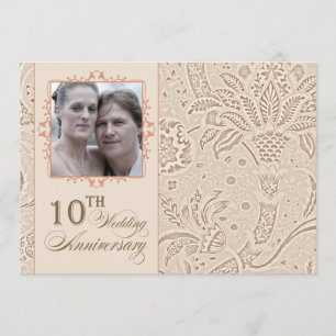 10 years photo wedding anniversary vintage invitation