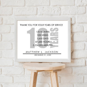 10 Years Retirement or Employee Appreciation Gift Poster