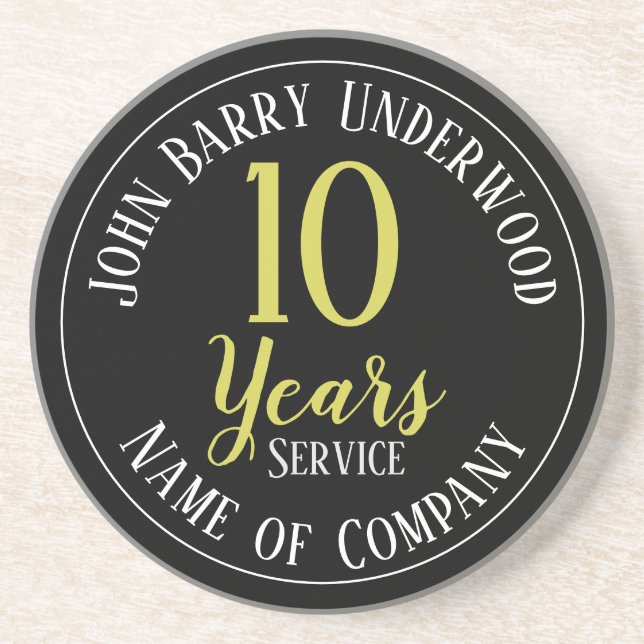 10 Years Service Staff Award Coaster (Front)