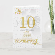 10 Years Sober Birthday Faux Gold Glitter Card