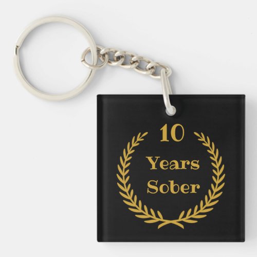 10 Years Sober Keychain for Addiction Recovery