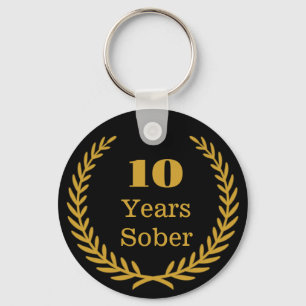10 Years Sober, Personalizable Sobriety Keepsake Keychain