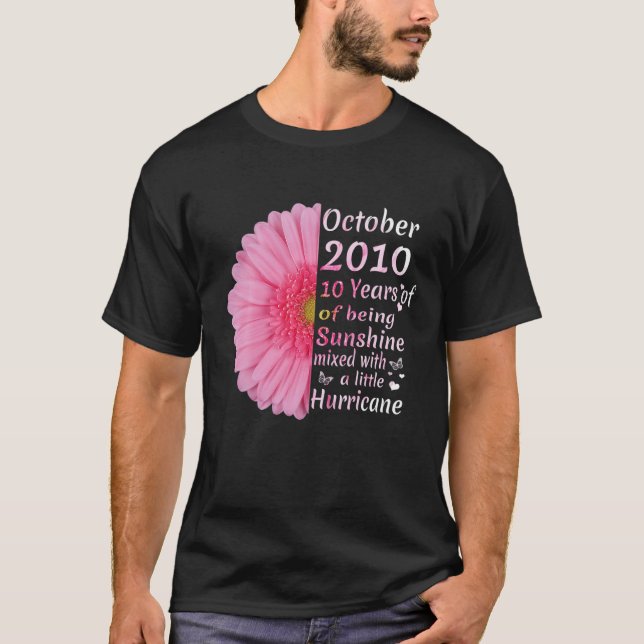 10 Yrs Old Birthday Girl 10th Birthday Gift Octobe T-Shirt (Front)