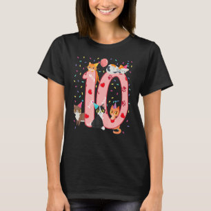 10H Birthday Girl Cute Cat Outfit 10 Years Old Bda T-Shirt