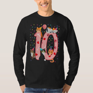 10H Birthday Girl Cute Cat Outfit 10 Years Old Bda T-Shirt